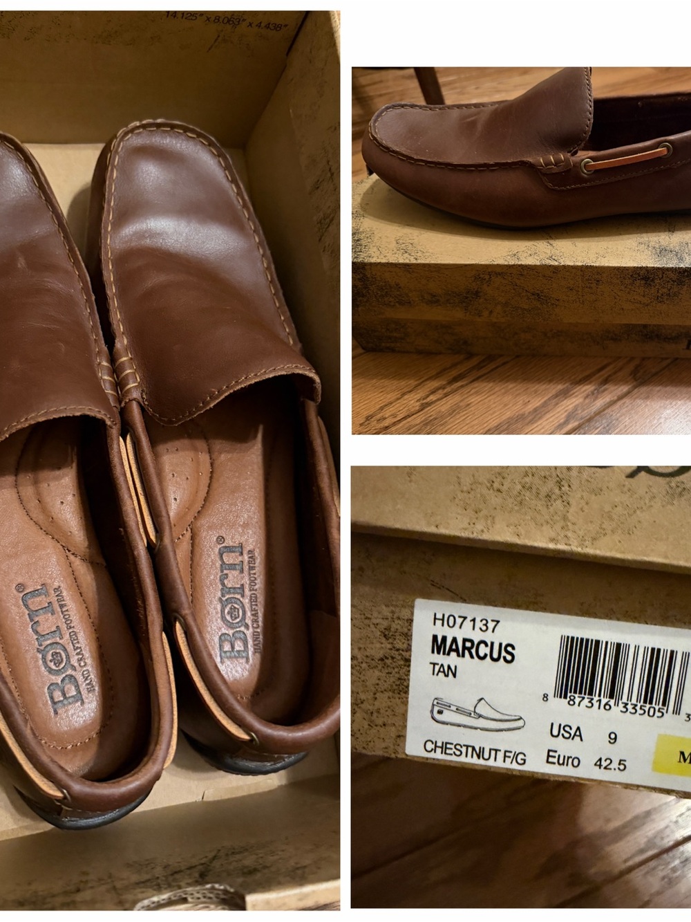 Born Chestnut Brown Leather Slip-On Loafers for Men